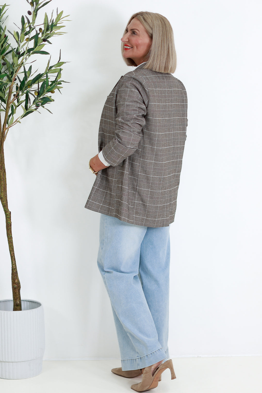 Eden Stretch Blazer |  PLAID COCO