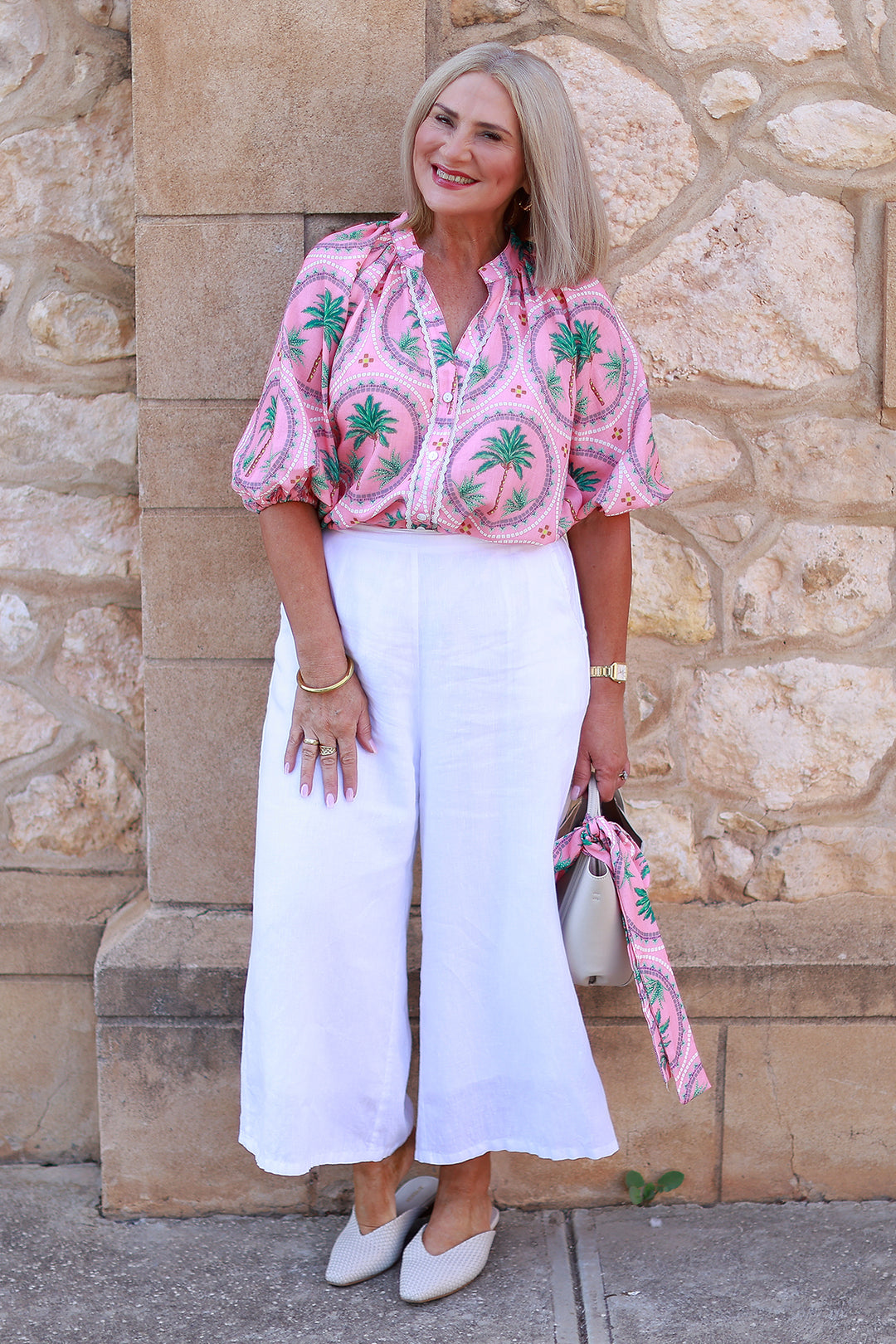 Palm Print Shirt | WATERMELON Pink