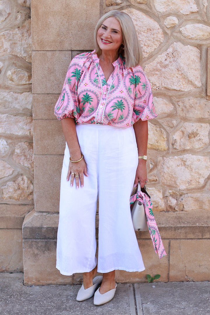 Palm Print Shirt | WATERMELON Pink