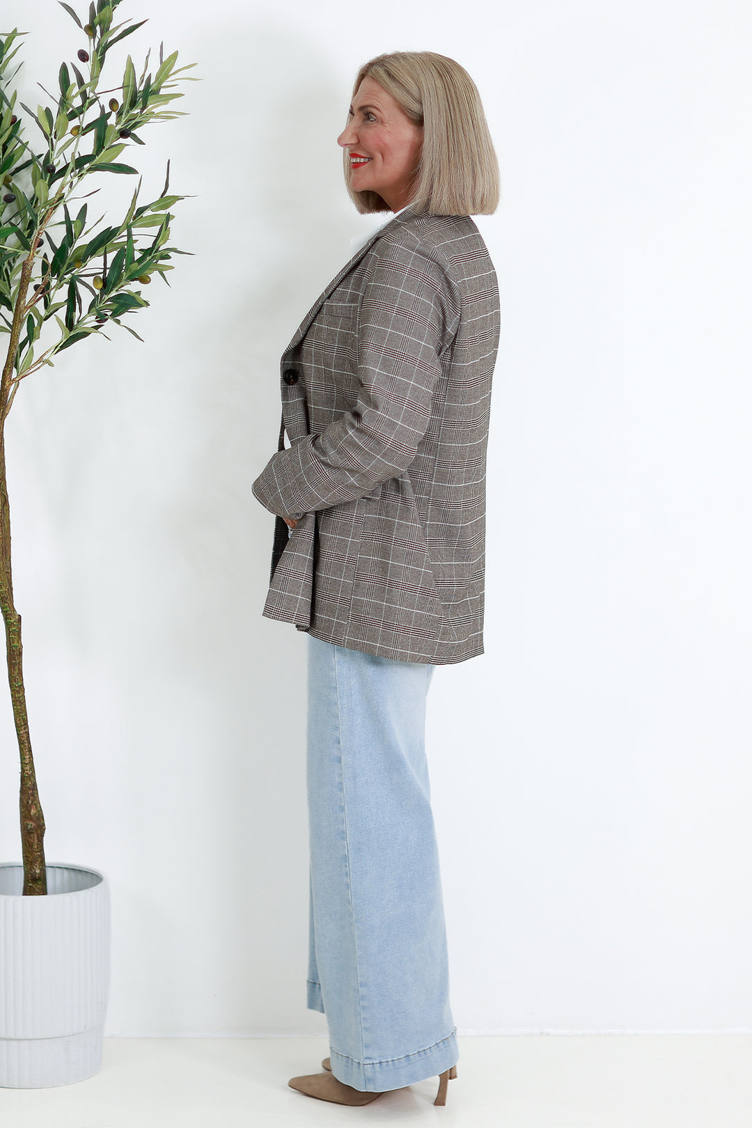 Eden Stretch Blazer |  PLAID COCO
