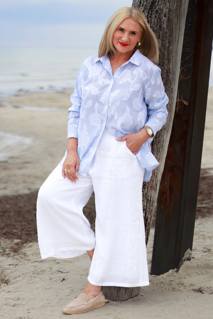 Lacey Stripe Shirt | Blue