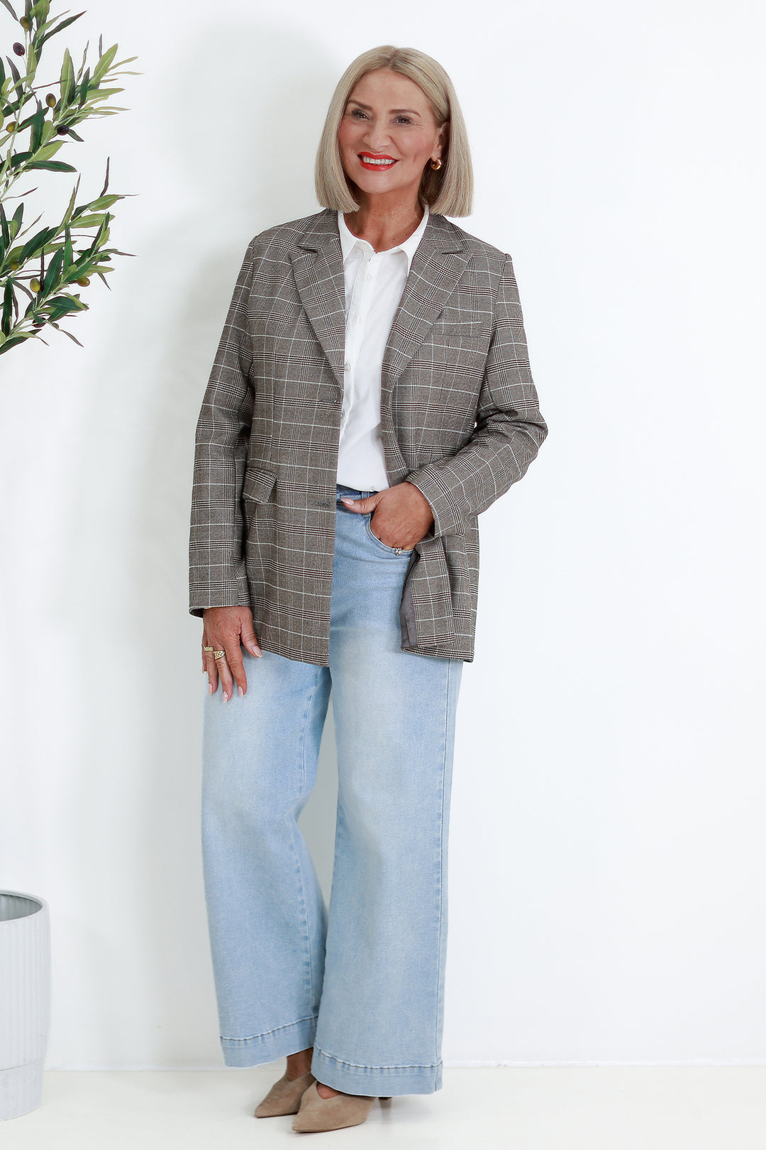 Eden Stretch Blazer |  PLAID COCO
