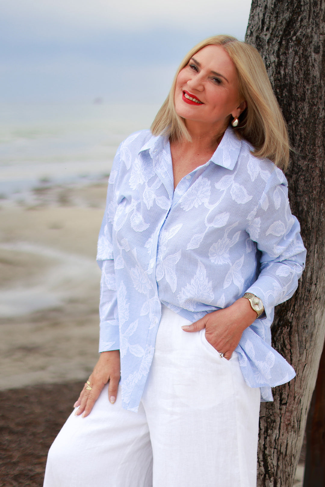 Lacey Stripe Shirt | Blue