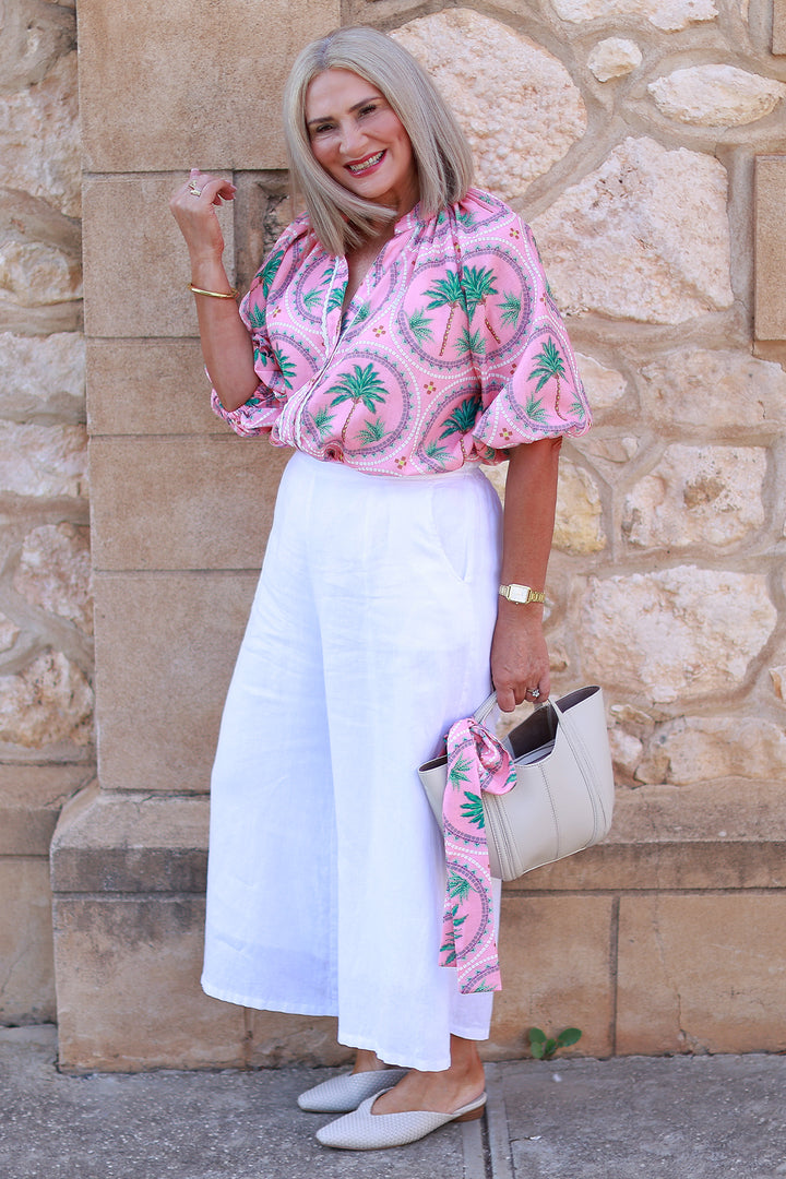 Palm Print Shirt | WATERMELON Pink