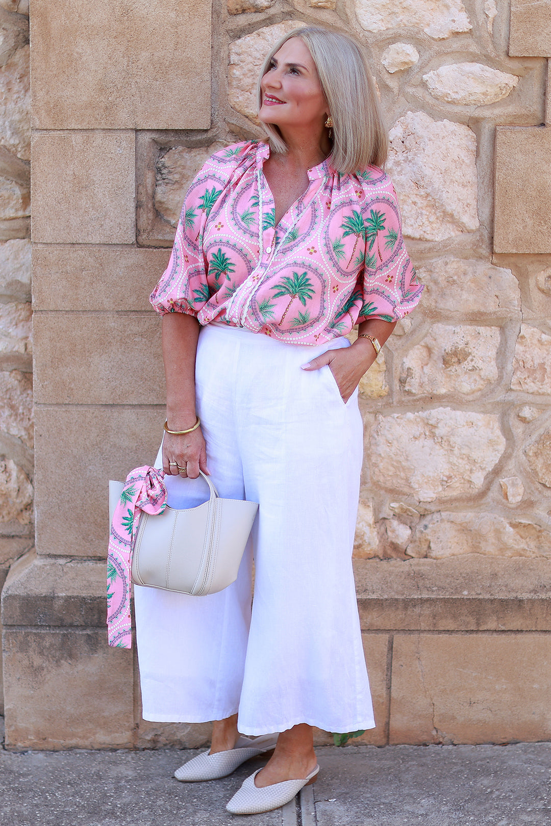Palm Print Shirt | WATERMELON Pink