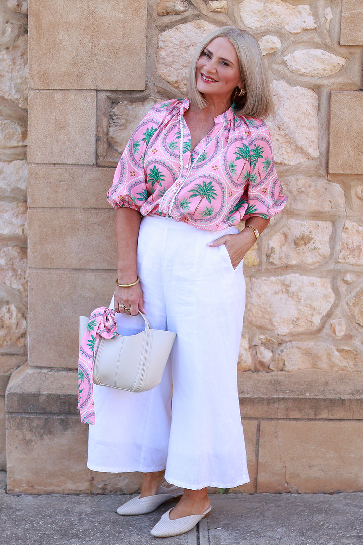 Palm Print Shirt | WATERMELON Pink