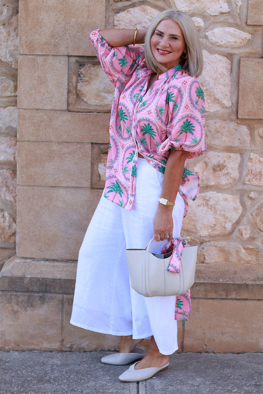 Palm Print Shirt | WATERMELON Pink