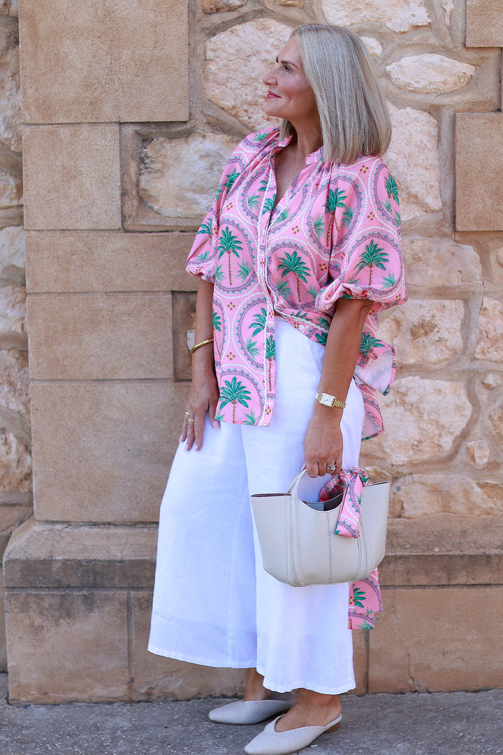 Palm Print Shirt | WATERMELON Pink