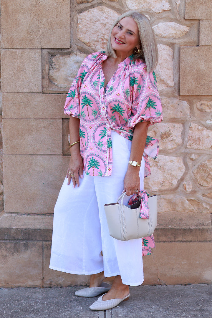 Palm Print Shirt | WATERMELON Pink