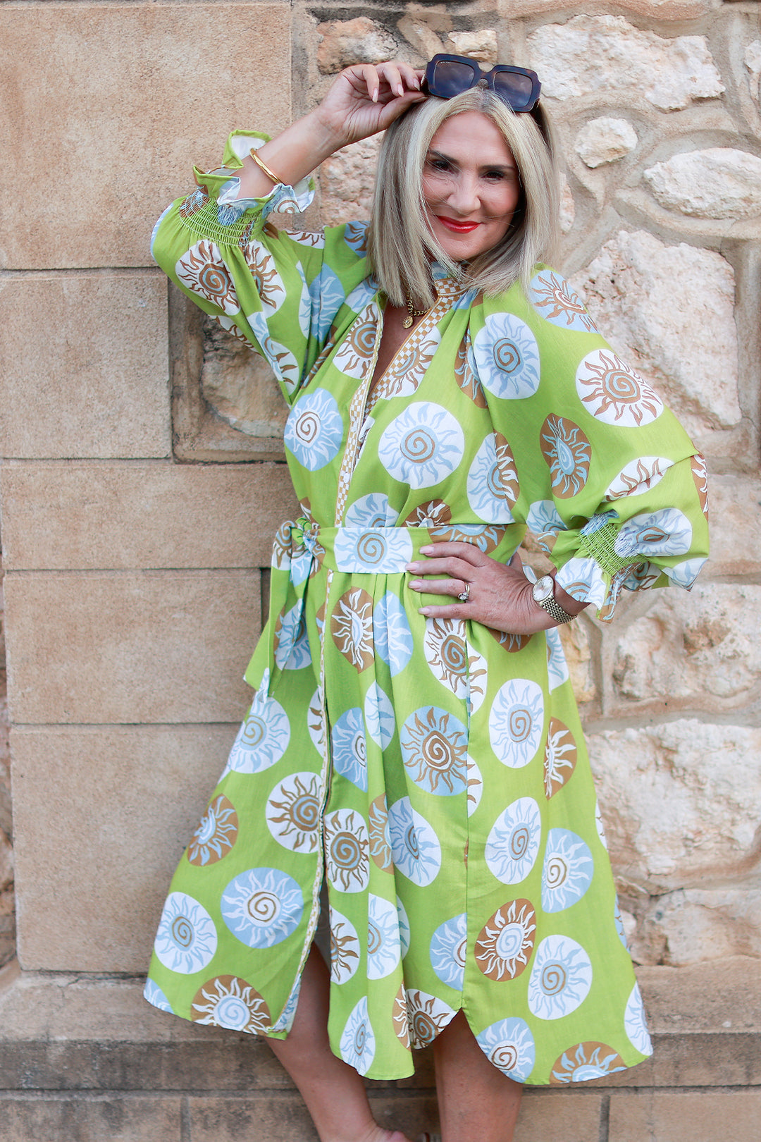 Sun Chaser Shirt Dress | GREEN & TAN