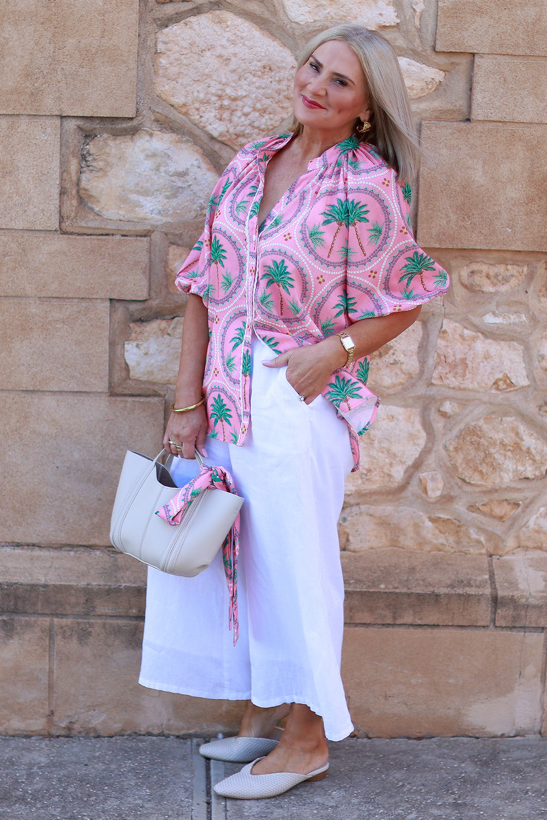 Palm Print Shirt | WATERMELON Pink