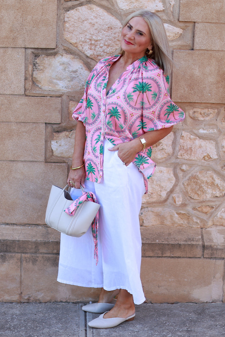 Palm Print Shirt | WATERMELON Pink