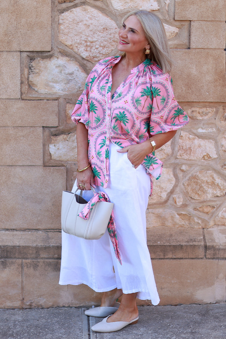 Palm Print Shirt | WATERMELON Pink