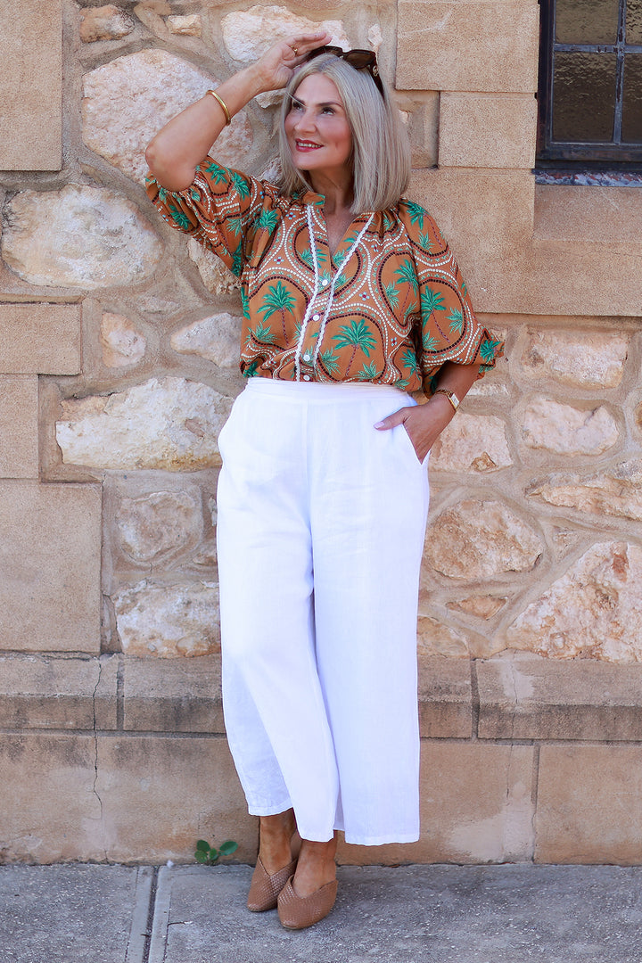 Palm Print Shirt | Tan