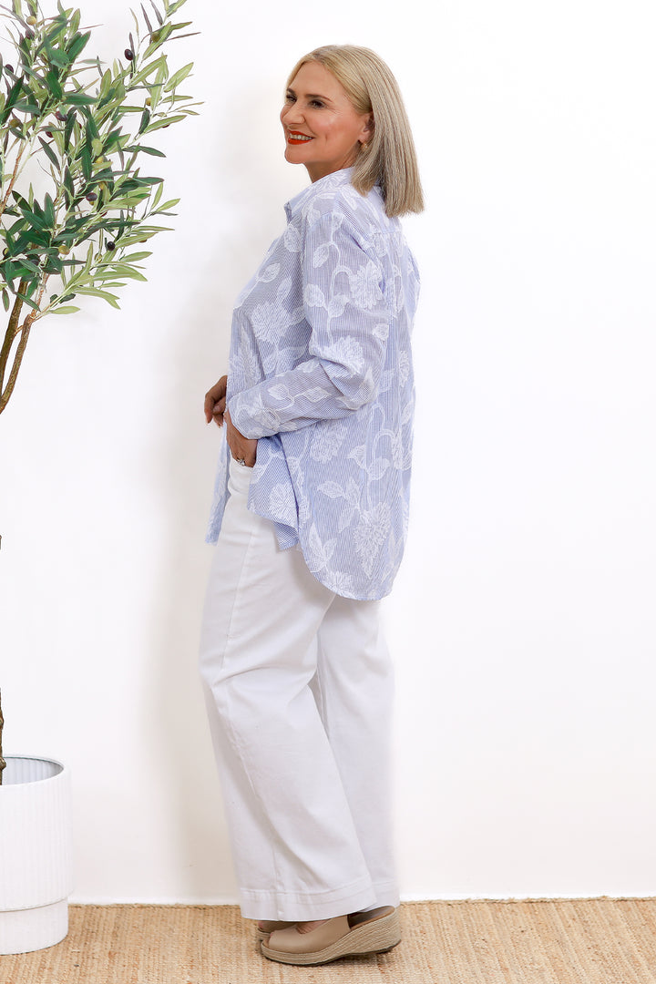 Lacey Stripe Shirt | Blue