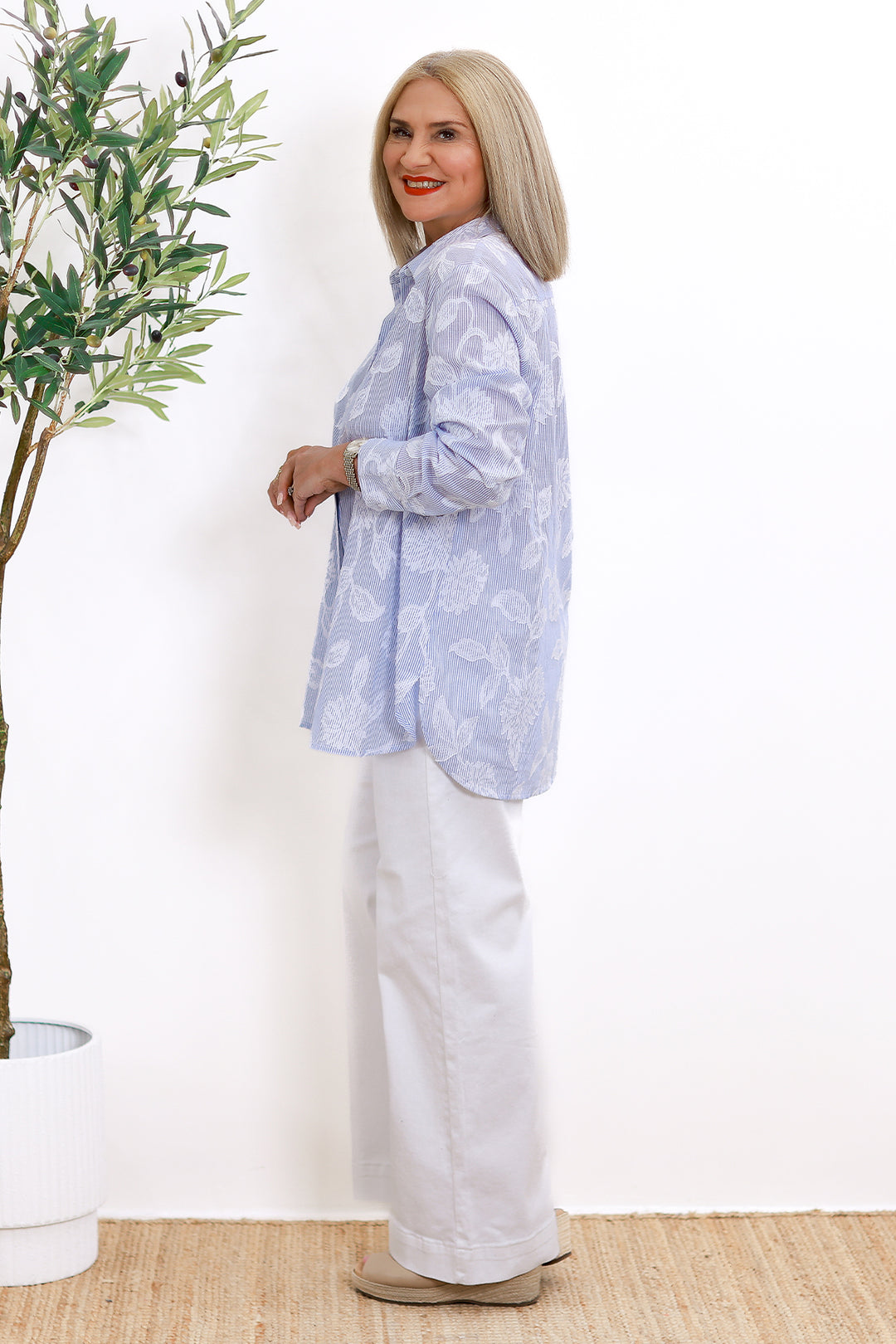 Lacey Stripe Shirt | Blue