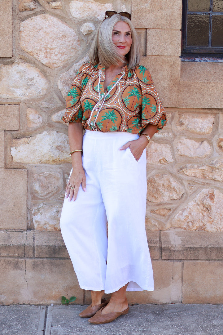 Palm Print Shirt | Tan