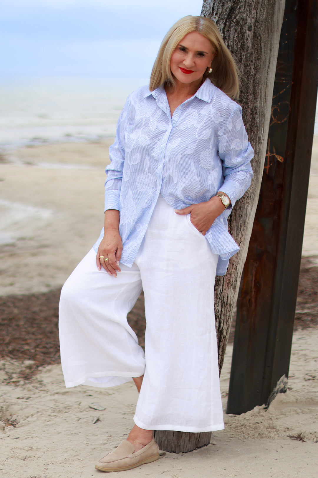 Lacey Stripe Shirt | Blue