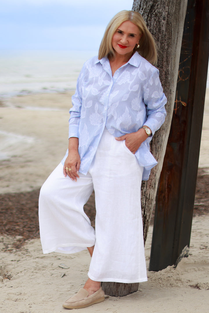 Lacey Stripe Shirt | Blue