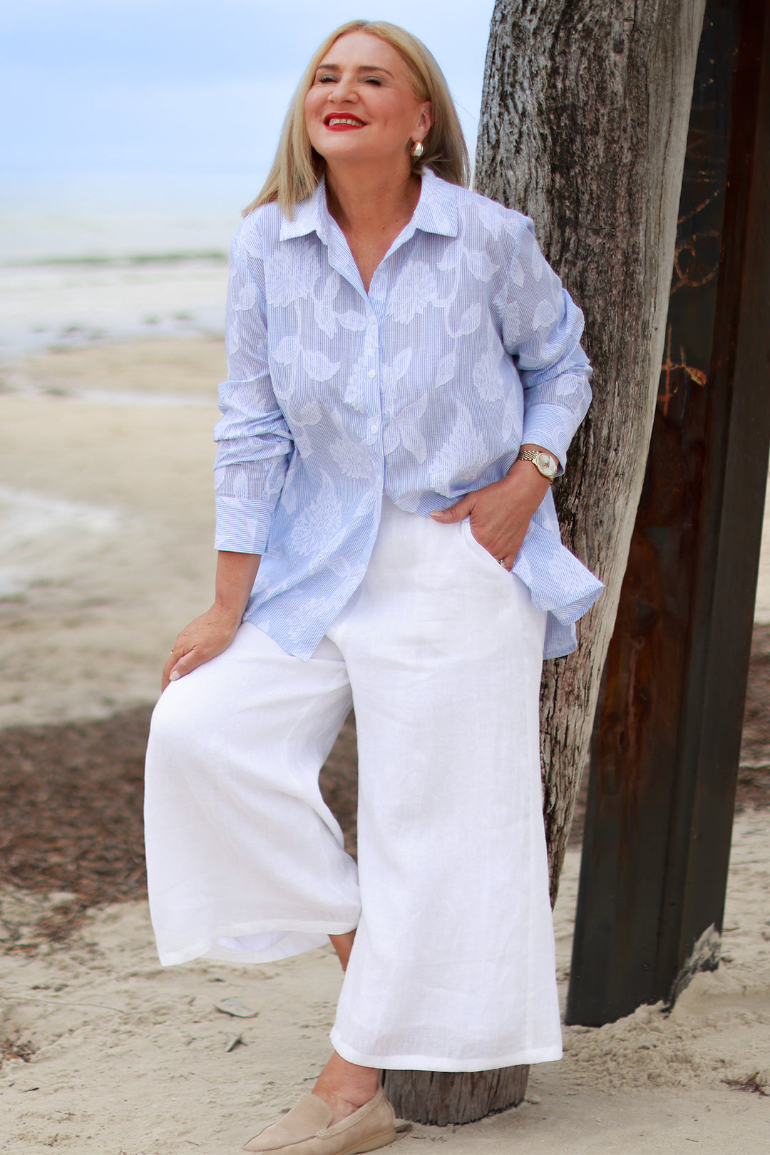 Lacey Stripe Shirt | Blue