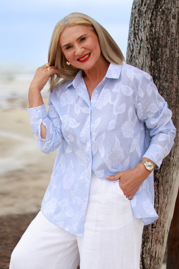 Lacey Stripe Shirt | Blue