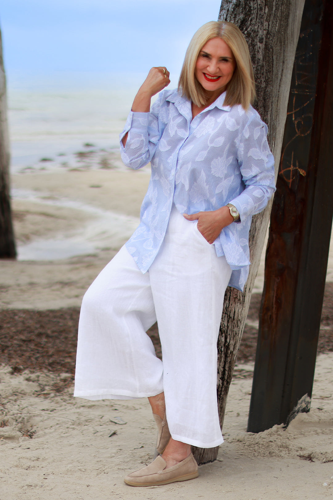 Lacey Stripe Shirt | Blue