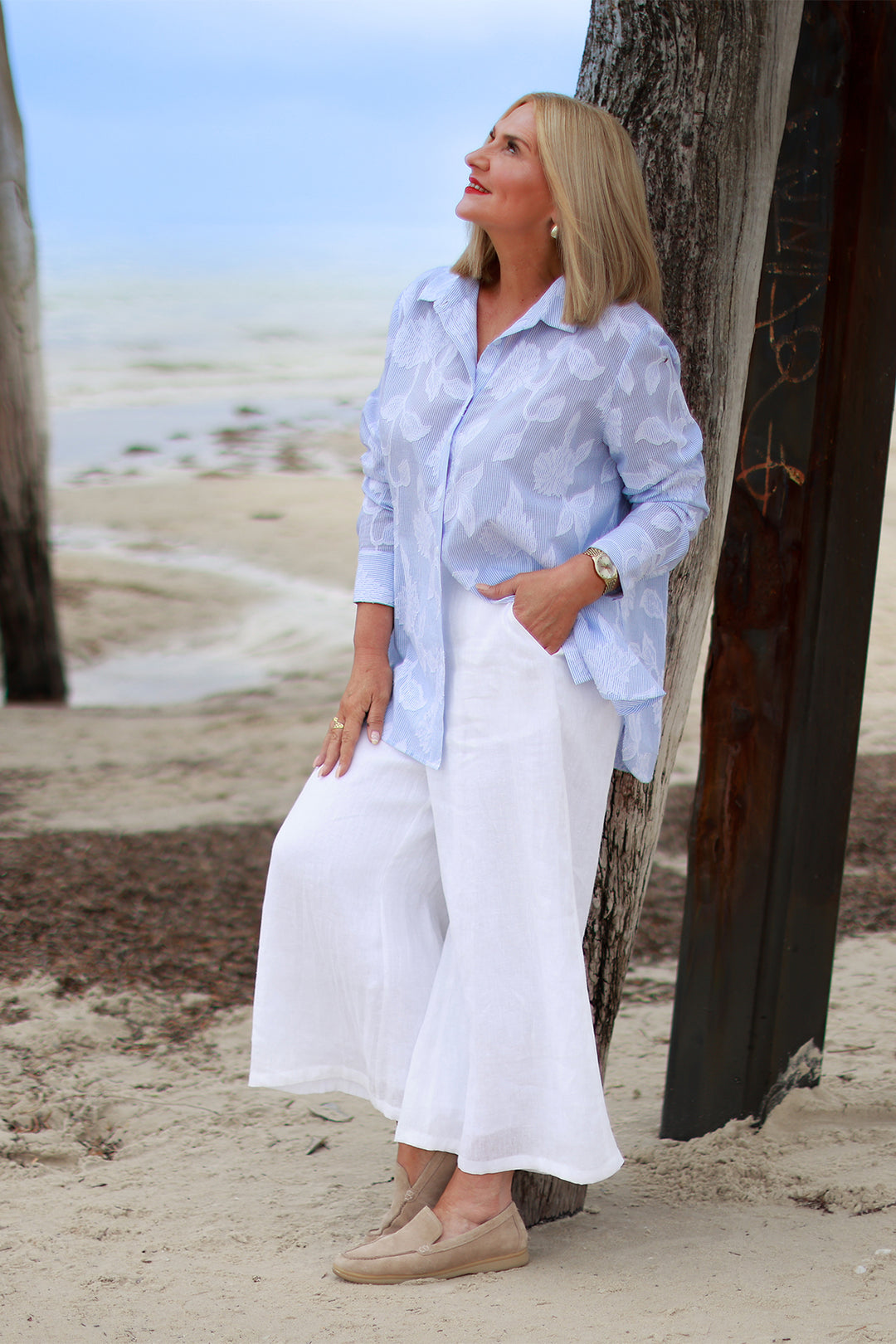 Lacey Stripe Shirt | Blue