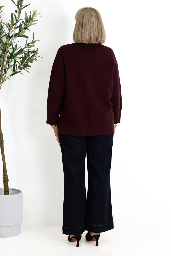 Calla Turtle Neck Knit - WINE