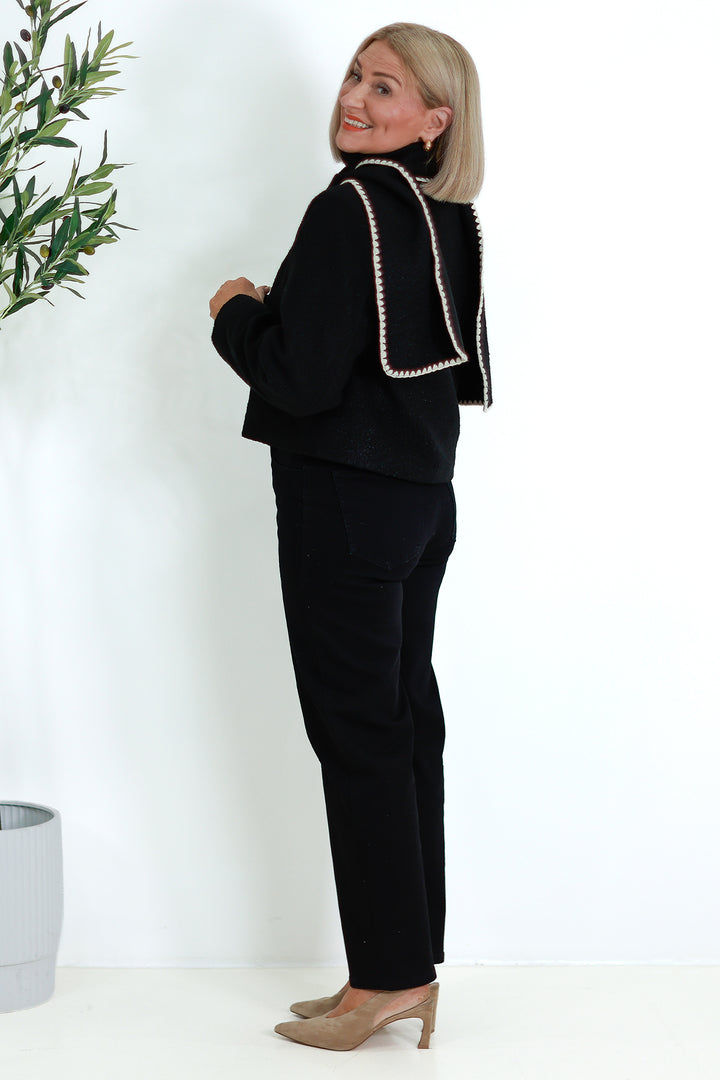 Audree Boucl'e Jacket & Scarf | BLACK & CREAM