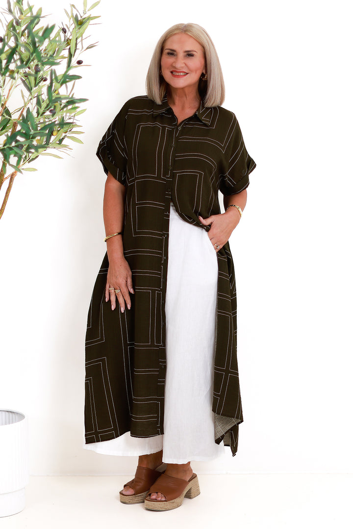 Riveria Relaxed Shirt Dress | OLIVE