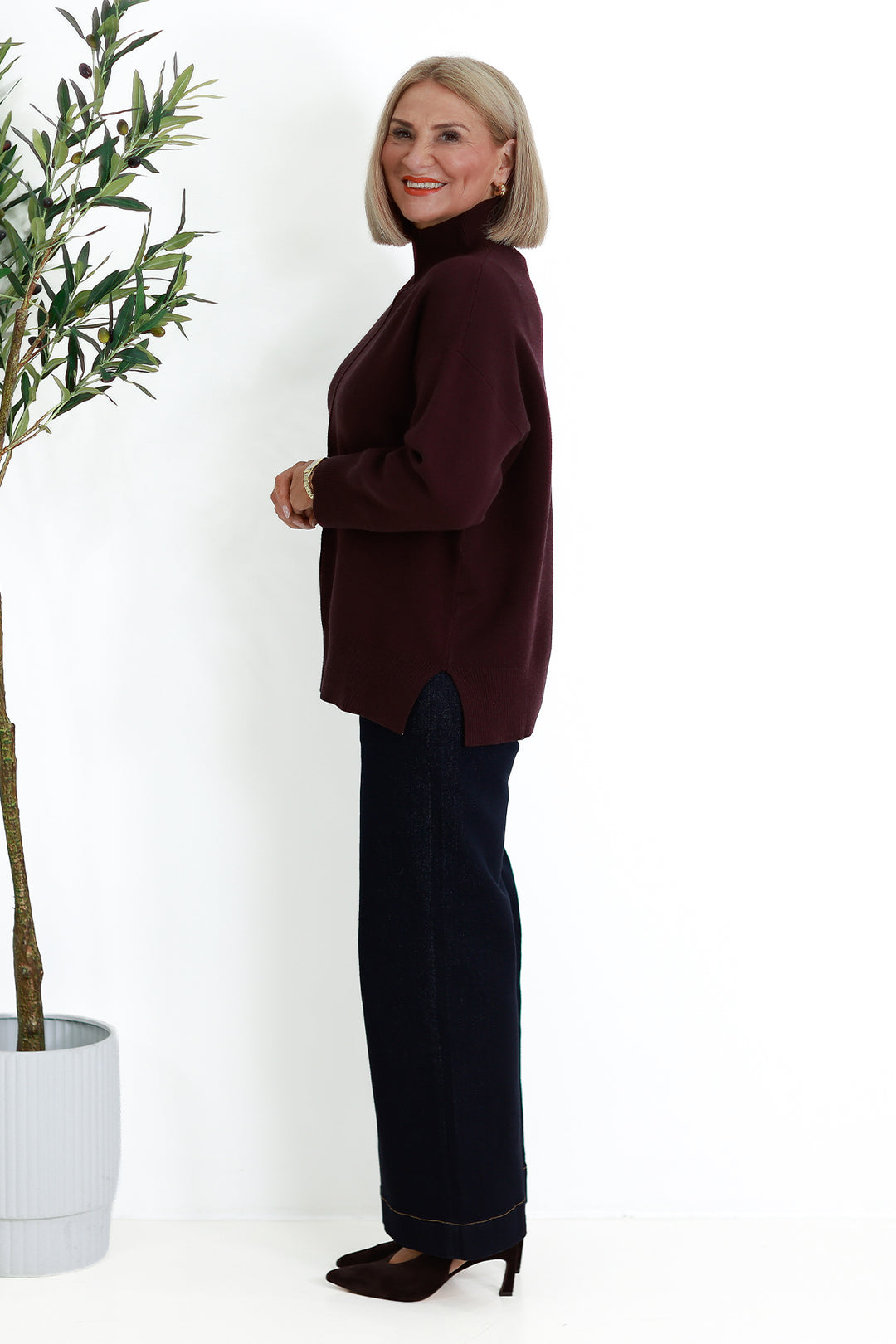 Calla Turtle Neck Knit - WINE