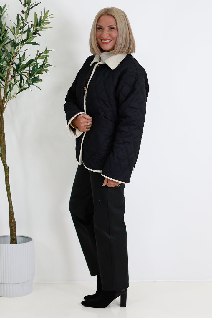 Marlowe Quilted Jacket | BLACK & IVORY
