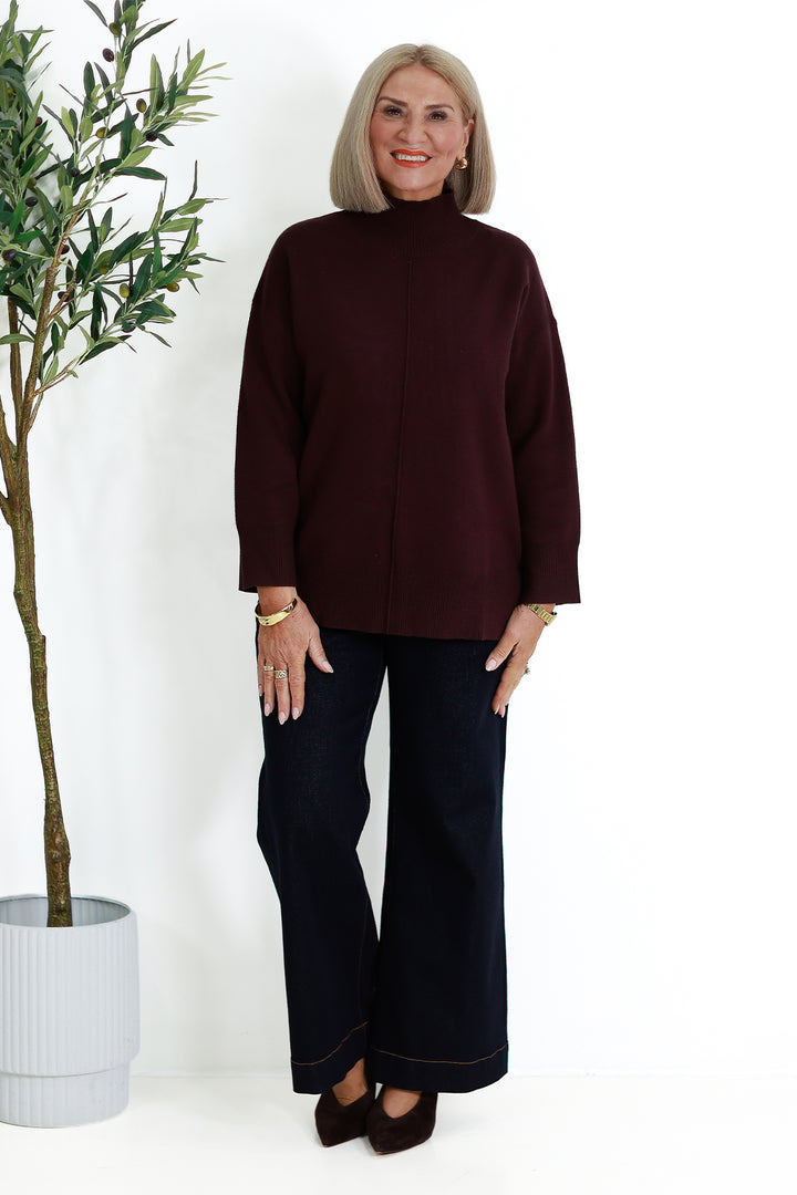 Calla Turtle Neck Knit - WINE