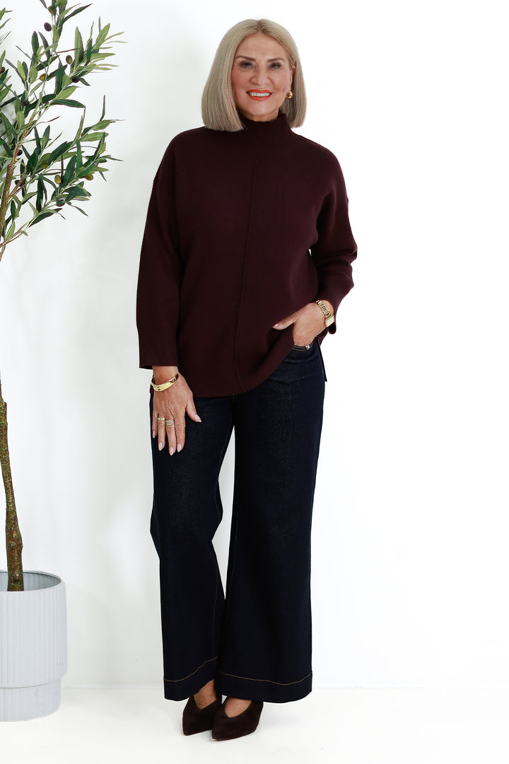 Calla Turtle Neck Knit - WINE