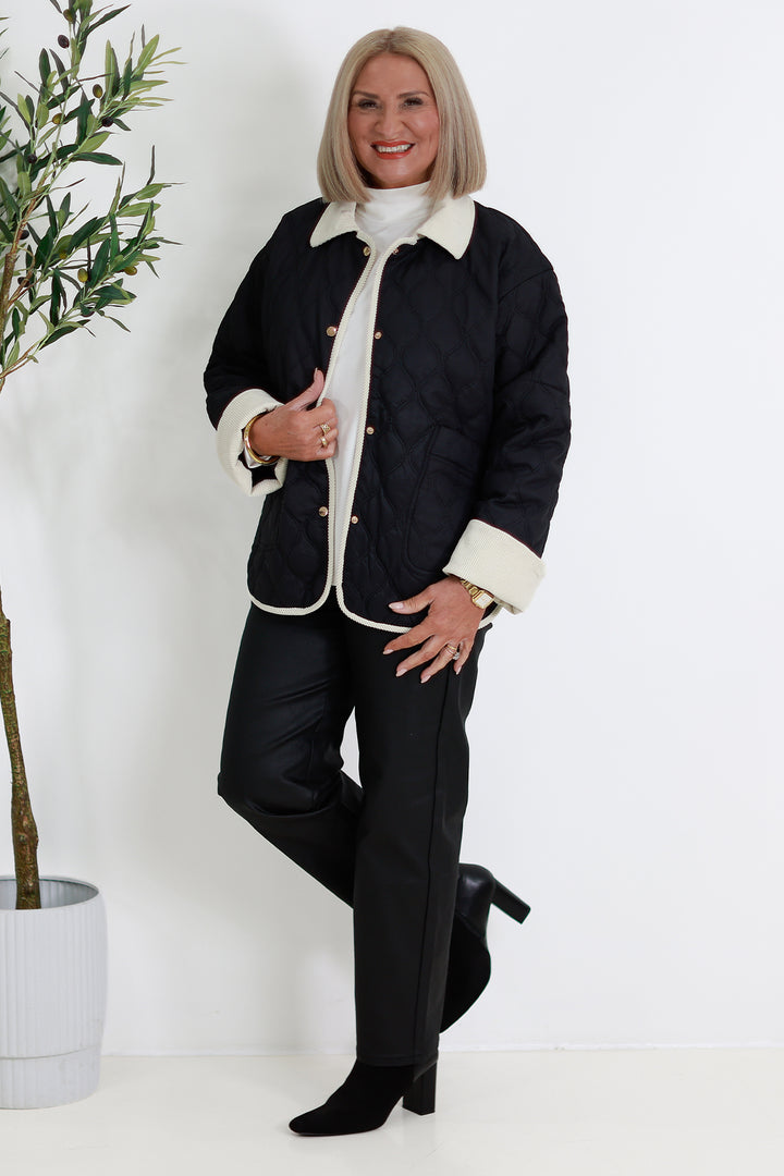 Marlowe Quilted Jacket | BLACK & IVORY