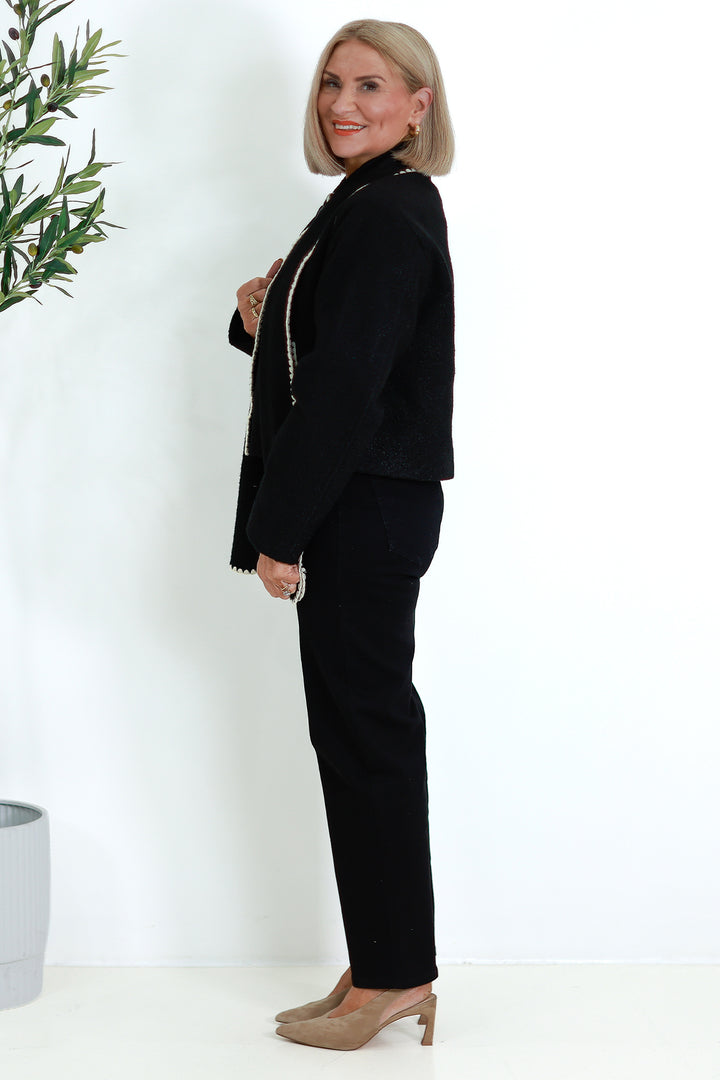 Audree Boucl'e Jacket & Scarf | BLACK & CREAM