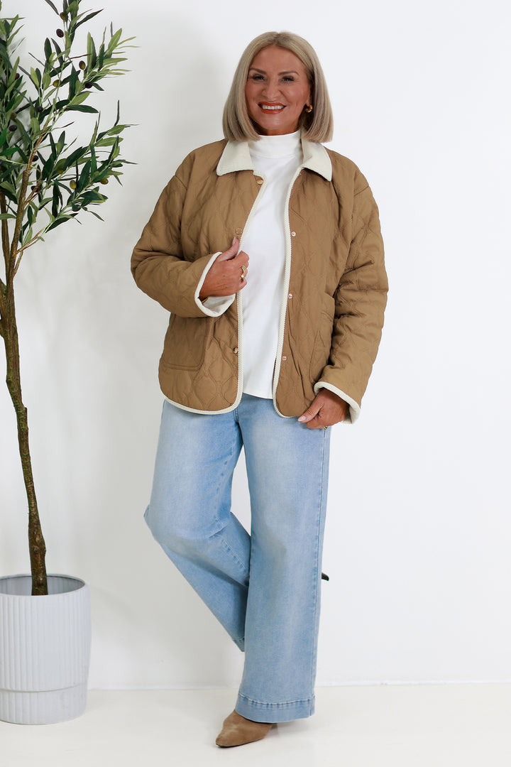Marlowe Quilted Jacket | TAN & IVORY