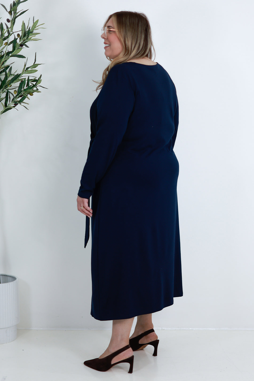 Alanah Tie Dress L/S | NAVY