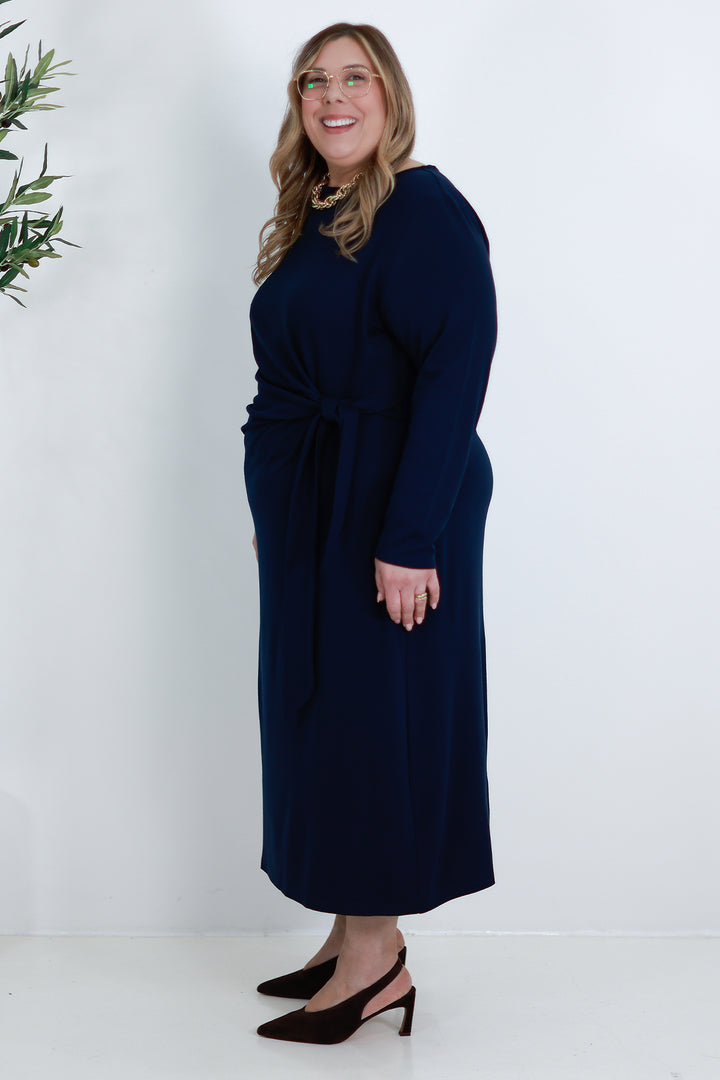 Alanah Tie Dress L/S | NAVY