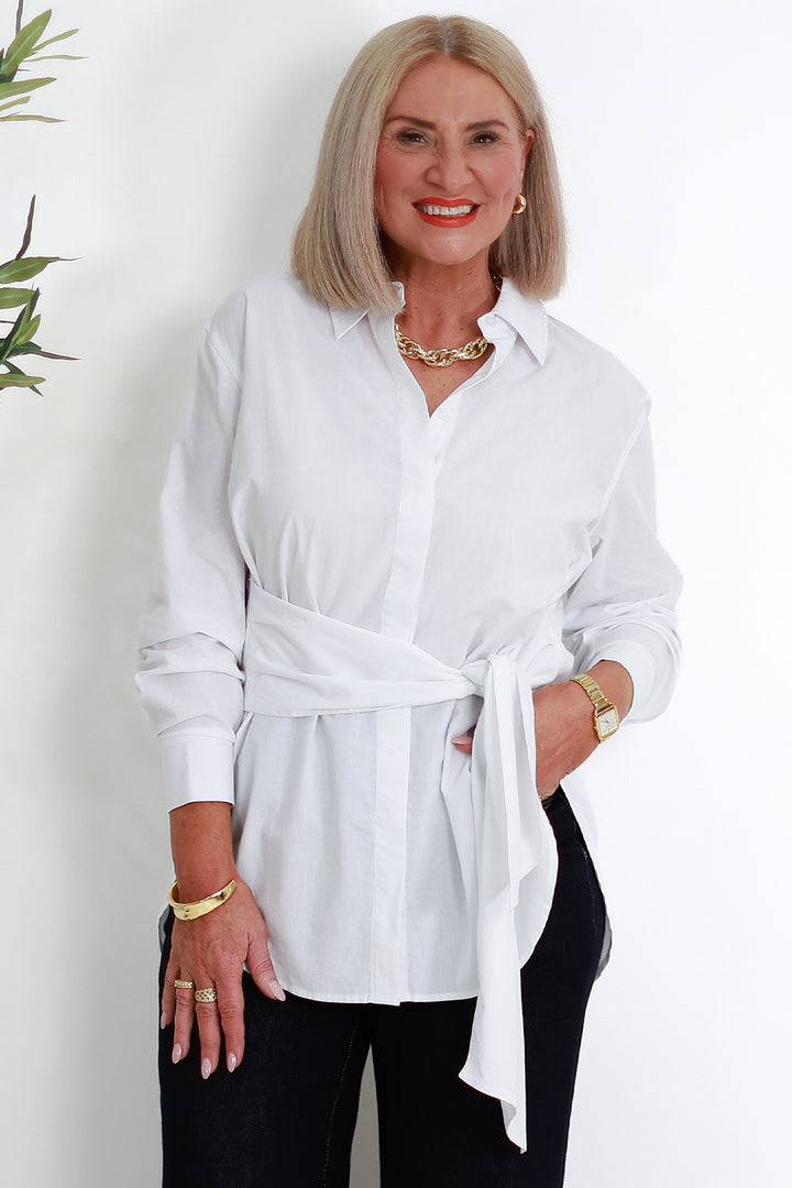 Georgina Tie Shirt | WHITE