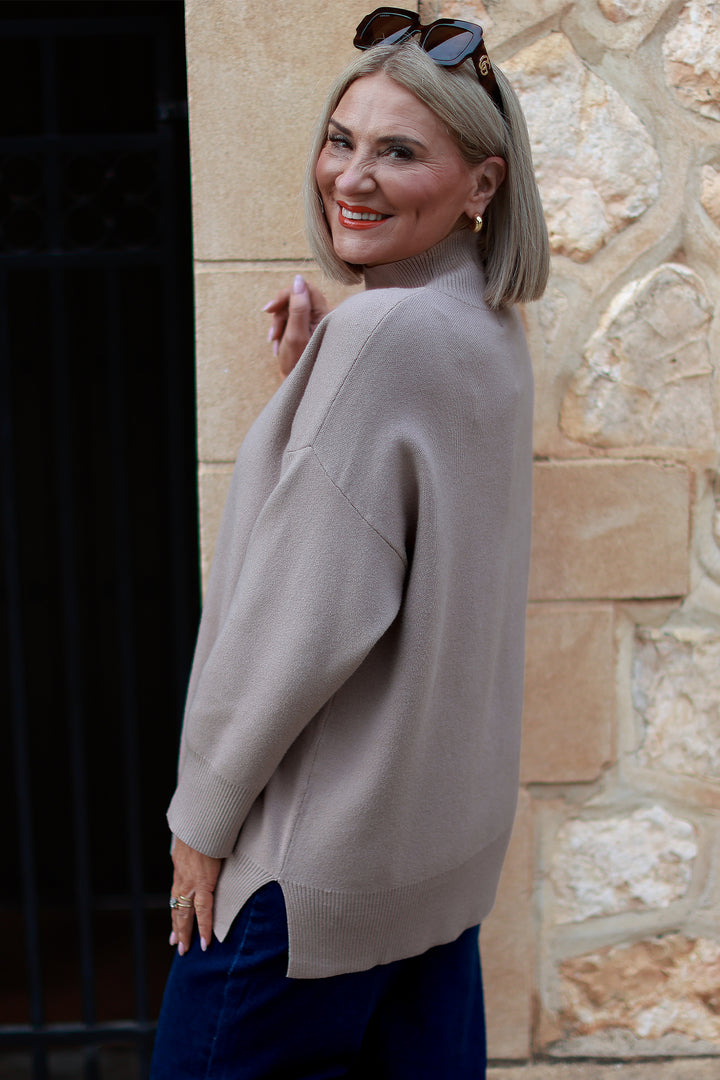 Calla Turtle Neck Knit - Taupe