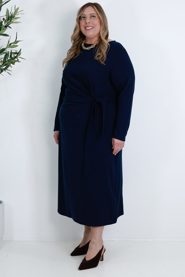 Alanah Tie Dress L/S | NAVY