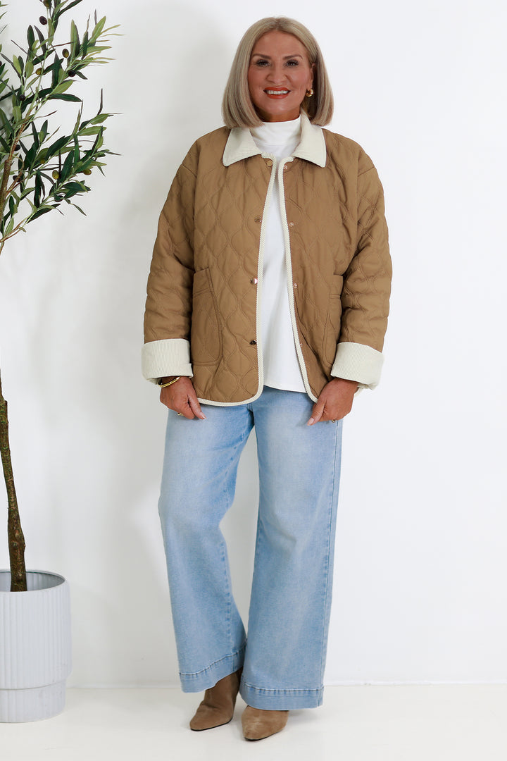 Marlowe Quilted Jacket | TAN & IVORY