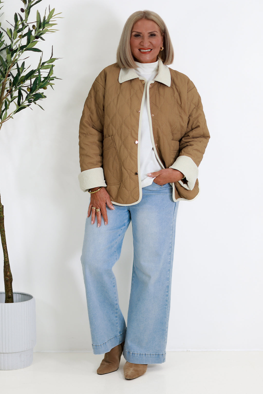 Marlowe Quilted Jacket | TAN & IVORY
