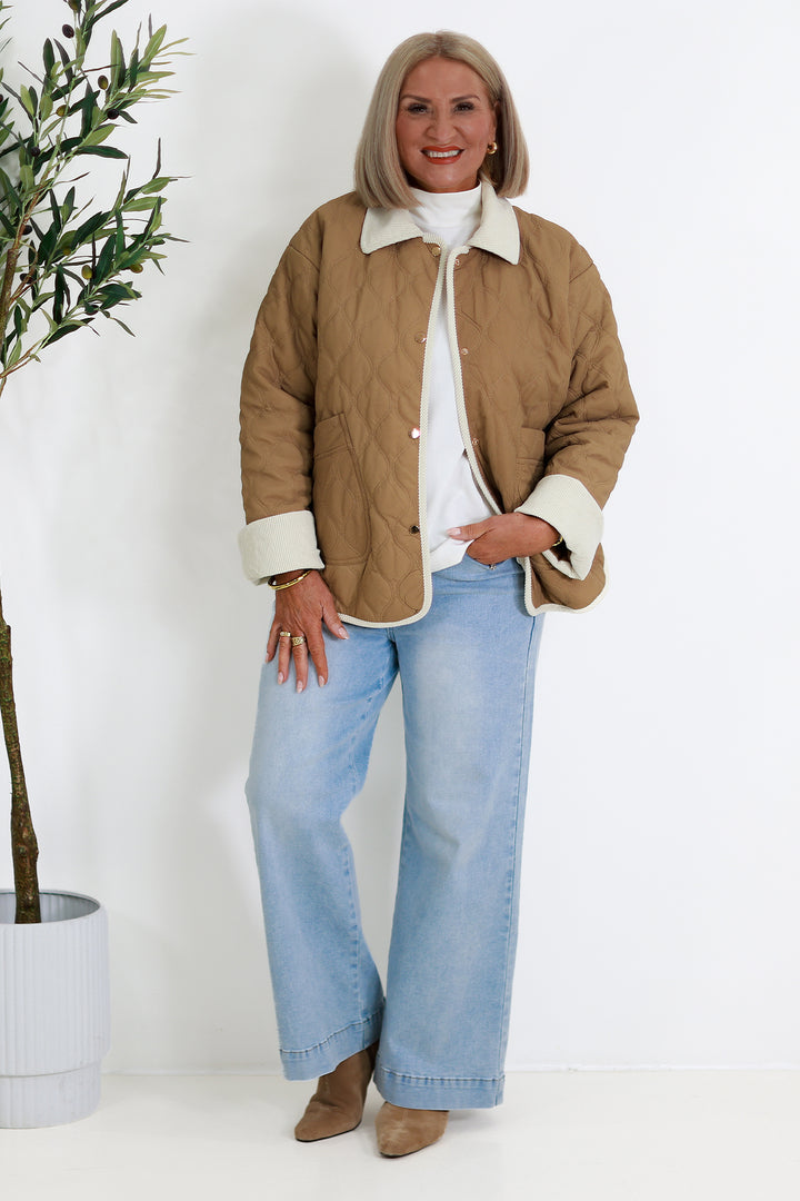Marlowe Quilted Jacket | TAN & IVORY