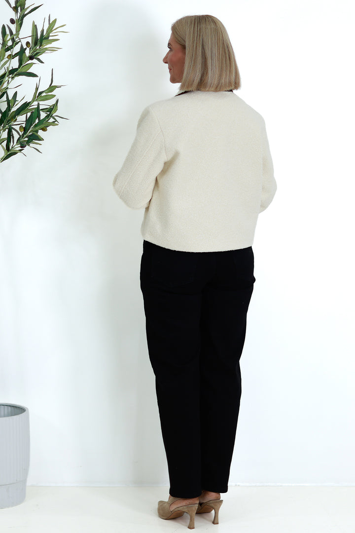 Audree Boucl'e Jacket & Scarf |  CREAM BLACK