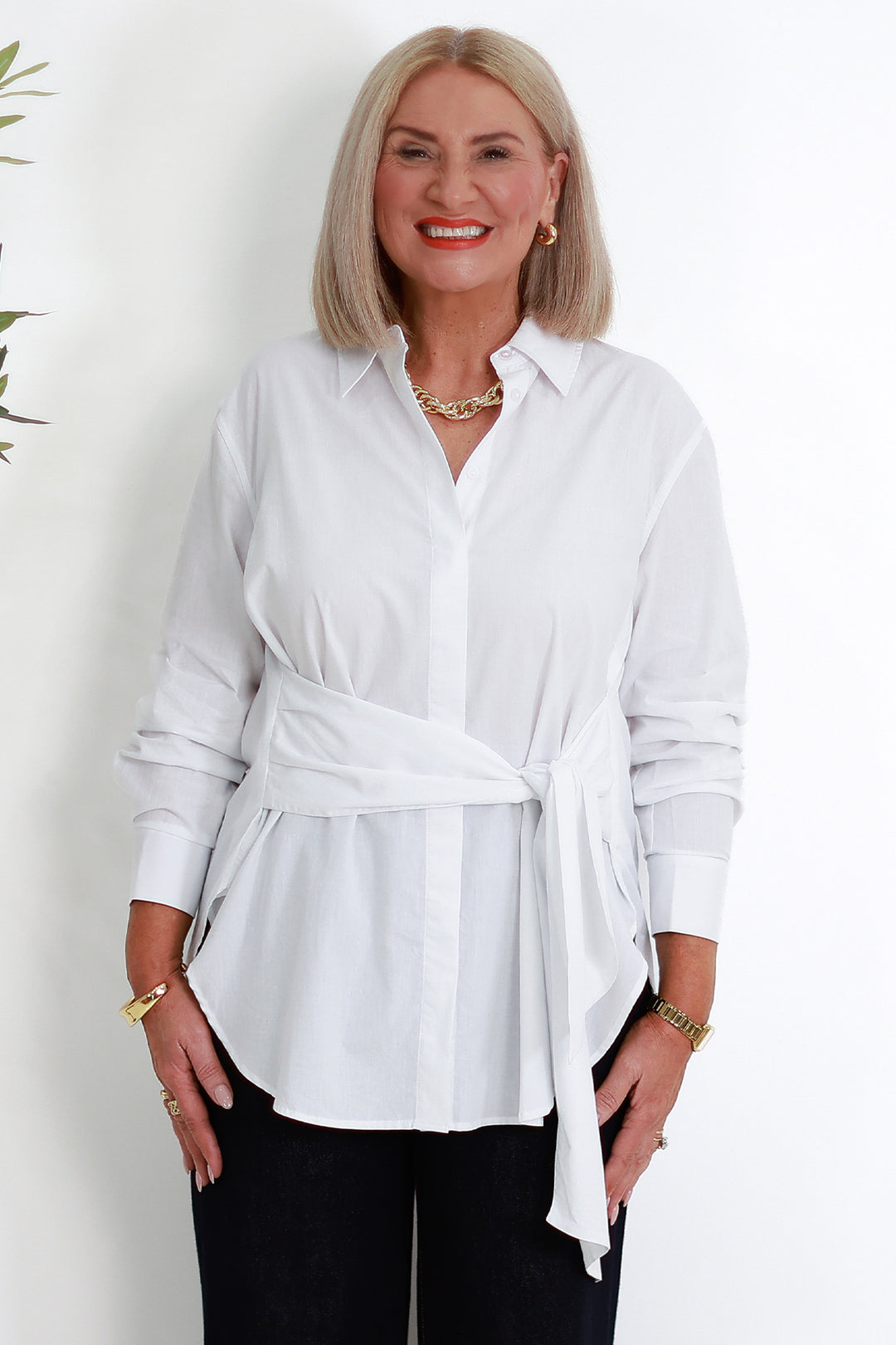 Georgina Tie Shirt | WHITE