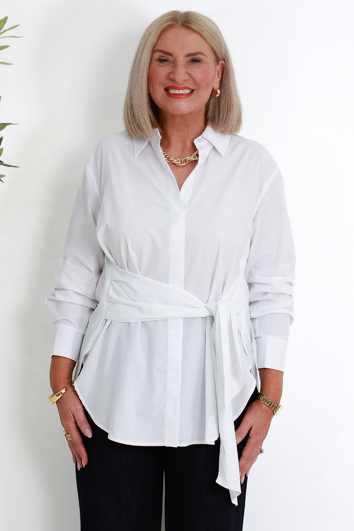 Georgina Tie Shirt | WHITE