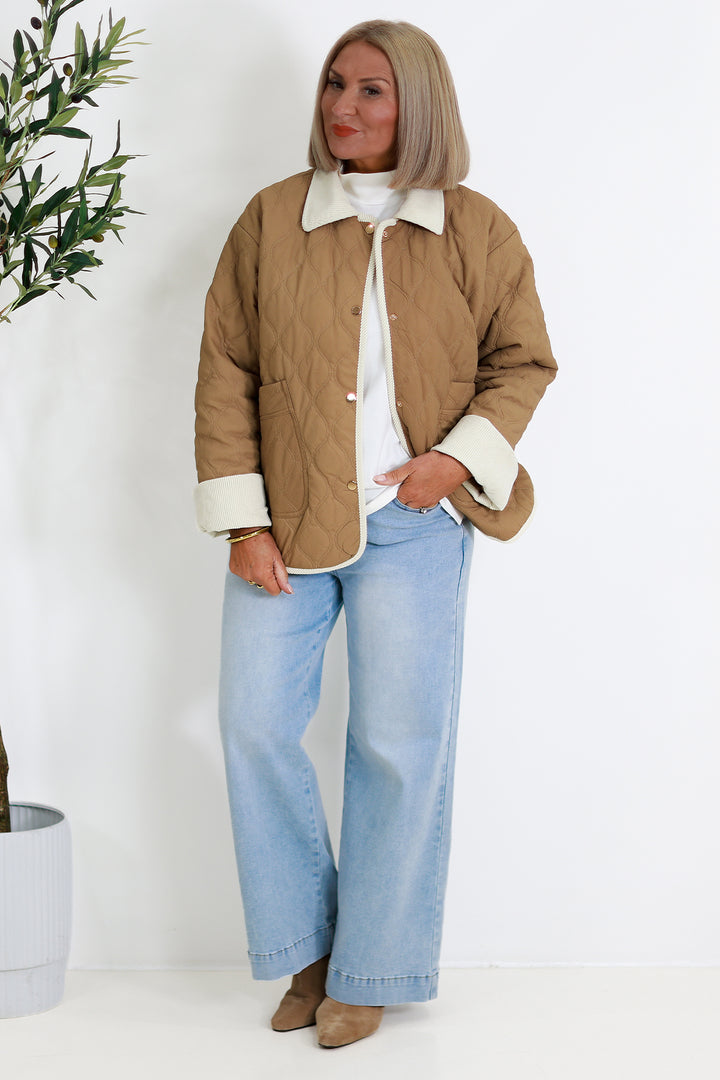 Marlowe Quilted Jacket | TAN & IVORY