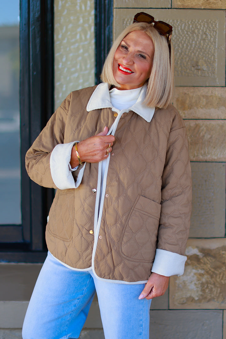 Marlowe Quilted Jacket | TAN & IVORY